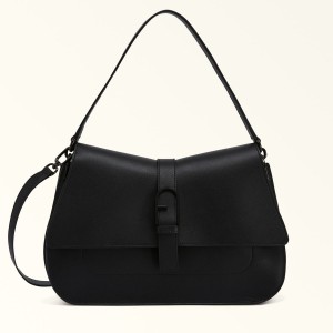 Furla FLOW Håndtaske Dame Sort | 5362-JIMFQ