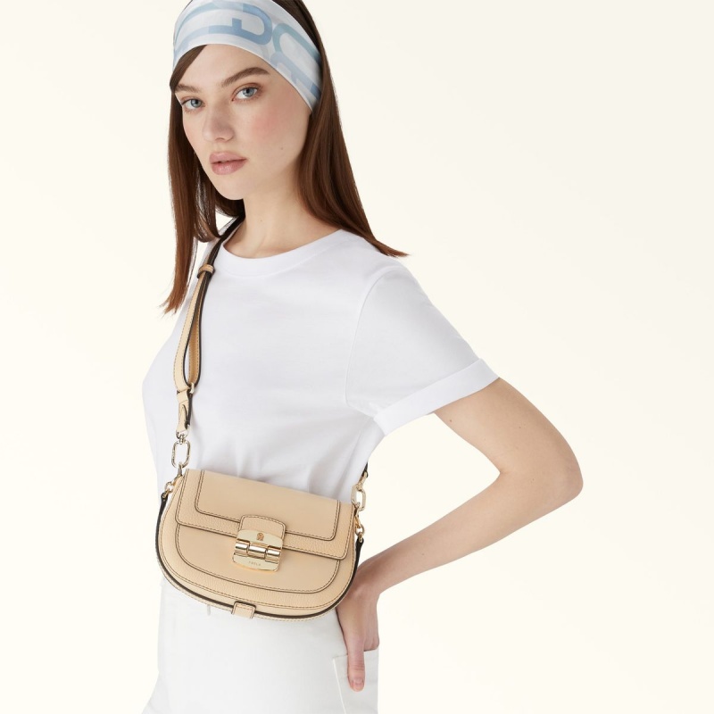 Furla CLUB 2 Crossbody Taske Dame Beige | 9653-HDORS