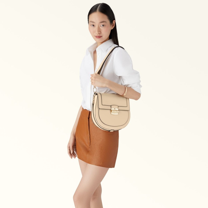 Furla CLUB 2 Crossbody Taske Dame Beige | 8463-NOJXM