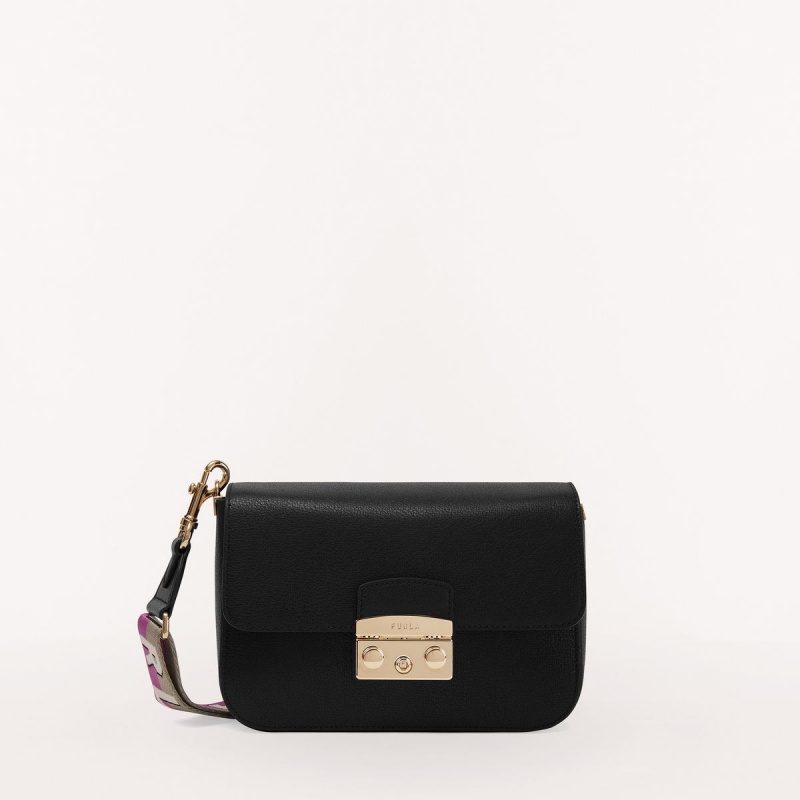 Furla METROPOLIS Crossbody Taske Dame Sort Lilla | 1392-MOLWQ